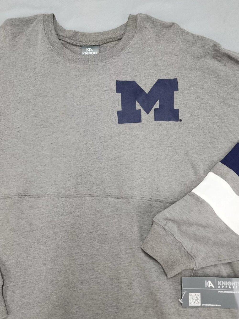 Knights Apparel Michigan Wolverines Long Sleeve T-Shirt Mens XL Gray Striped